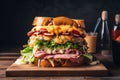 sandwich tower, stacked high with layers of meat and cheese Royalty Free Stock Photo