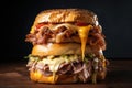 sandwich tower, stacked high with layers of meat and cheese Royalty Free Stock Photo