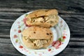 A sandwich of Traditional plain tahini halva or Halawa Tahiniya as basic tahini and sugar base inside a mini traditional Egyptian