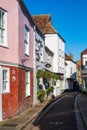 Pretty bright coloured buildings on a fine autumn day in the historic town of Sandwich, Kent