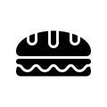 Sandwich vector, fast food related solid design icon