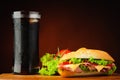 Sandwich, vegetables and cola Royalty Free Stock Photo