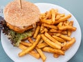 Sandwich with very seasoned meat burger Royalty Free Stock Photo