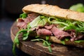 Sandwich of whole wheat bread with roast beef Royalty Free Stock Photo