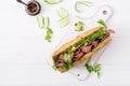 Sandwich of whole wheat bread with roast beef Royalty Free Stock Photo