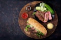 Sandwich of whole wheat bread with roast beef Royalty Free Stock Photo