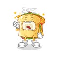 sandwich yawn character. cartoon mascot vector