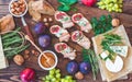 Sandwiches with arugula, figs and blue cheese Royalty Free Stock Photo