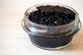Sandwiches with black sturgeon or beluga caviar close up Royalty Free Stock Photo