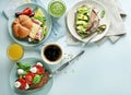 Sandwiches with healthy ingredients and beverage Royalty Free Stock Photo