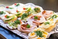 Sandwiches with cold cuts at a buffet Royalty Free Stock Photo