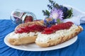 Sandwiches with cottage chees and strawberry,