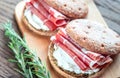 Sandwiches with cream cheese and jamon Royalty Free Stock Photo