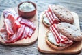 Sandwiches with cream cheese and jamon Royalty Free Stock Photo