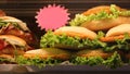 Sandwiches with the crushed cutlet and the fresh lettuce for sal Royalty Free Stock Photo