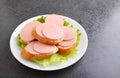 Sandwiches with doctoral sausage in a white plate