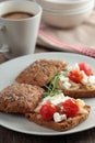 Sandwiches with feta and vegetables