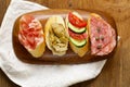 Sandwiches with ham and vegetables Royalty Free Stock Photo