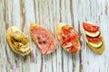 Sandwiches with ham and vegetables Royalty Free Stock Photo