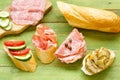 Sandwiches with ham and vegetables Royalty Free Stock Photo