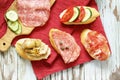 Sandwiches with ham and vegetables Royalty Free Stock Photo