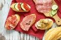 Sandwiches with ham and vegetables Royalty Free Stock Photo