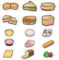 Sandwiches and ingredients set