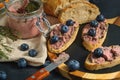 sandwiches with pate and blueberries Royalty Free Stock Photo