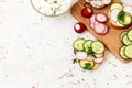 Sandwiches with radish and sour cream sauce