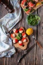 Sandwiches with red, black caviar and trout Royalty Free Stock Photo