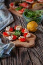 Sandwiches with red, black caviar and trout Royalty Free Stock Photo