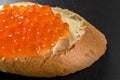 Sandwiches with salmon red caviar Royalty Free Stock Photo