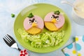 Sandwiches with sausage and cheese Angry birds
