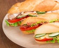 Sandwiches with savory fillings Royalty Free Stock Photo