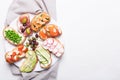 Set of colorful sandwiches prepared with different ingredients such as fish, vegetables and meat Royalty Free Stock Photo