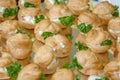 Buns, sandwiches, tartlets, small snacks closeup