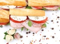 Sandwiches with tomato ham and mozzarella