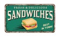 Sandwiches vintage rusty metal sign