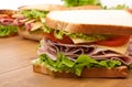 Sandwiches on a Wooden Table Royalty Free Stock Photo