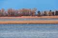 Sandy banks of the shallowed Dnieper River Royalty Free Stock Photo