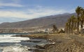 The sandy bay at Playa Las Americas in Teneriffe in the Spanish Canary islands on a hot sunny day