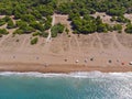 Sandy beach from above, Peloponess - Greece Royalty Free Stock Photo