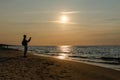 Sandy beach on the Baltic Sea and sunset