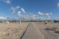 Sandy beach with beach baskets in Harlesiel Royalty Free Stock Photo