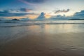 Sandy beach, beautiful sea and sky in the evening Royalty Free Stock Photo