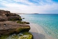 Sandy beach with sea coast on the island of Sardinia. Royalty Free Stock Photo