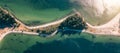 Sandy Beach and cabines on Thormanby Island near Sunshine Coast, British Columbia, Canada.