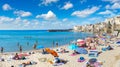 Sandy beach in Cefalu in Sicily Royalty Free Stock Photo