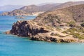 Sandy beach and clear blue water at lagoon of Crete island Royalty Free Stock Photo