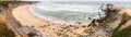 Sandy beach on a cloudy day on the Pacific Ocean coastline, Pescadero State Beach, California Royalty Free Stock Photo